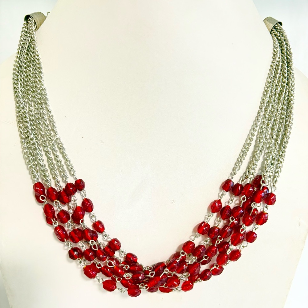 Multi layer glass seed bead necklace